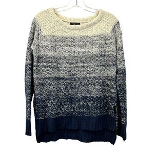 Freshman 1996 Womens Round Neck Pullover Knit Sweater Navy/Cream Hi-Low M